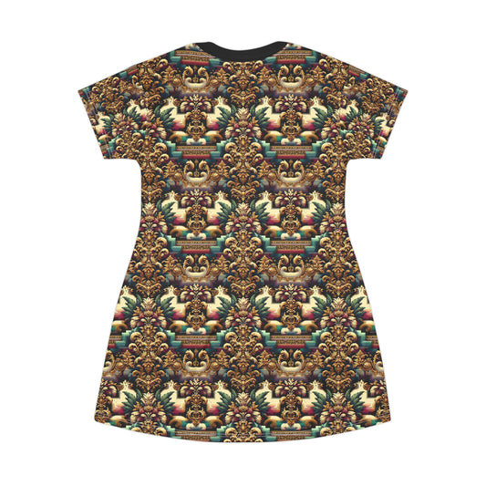 Digital Renaissance Modern Baroque Fusion T-Shirt Dress - 8404 Design-60