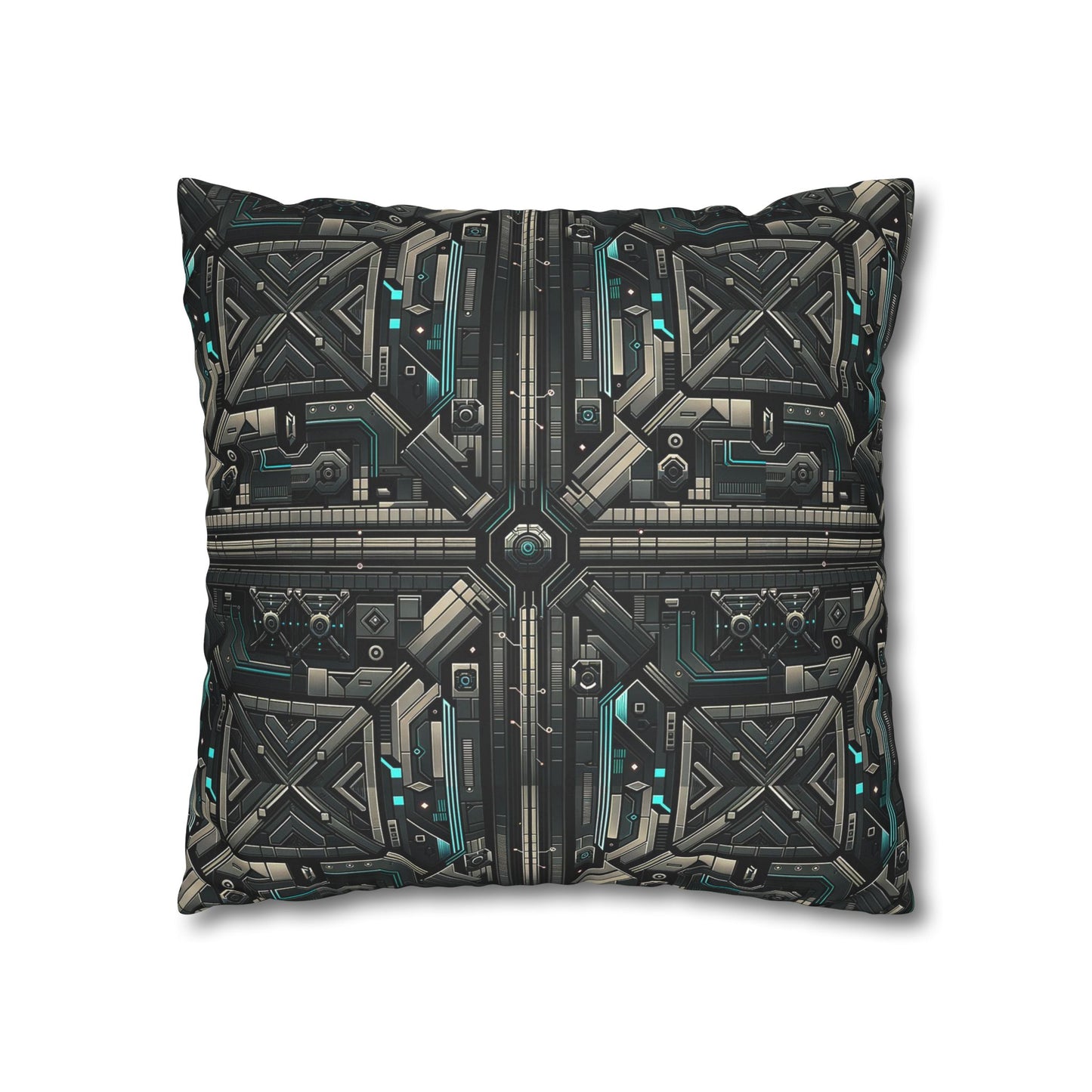 Tech Noir Futuristic Tech Aesthetic with a Dark Twist Faux Suede Square Pillowcase - 8404 Design-59