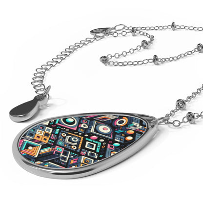 Digital Art Movement Contemporary Digital Oval Necklace - 8404 Design-56