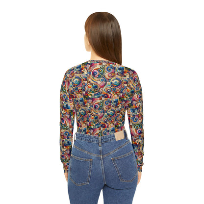Digital Artistic Expression Artistic Streetwear Women's Long Sleeve V-Neck Shirt - 8404 Design-49