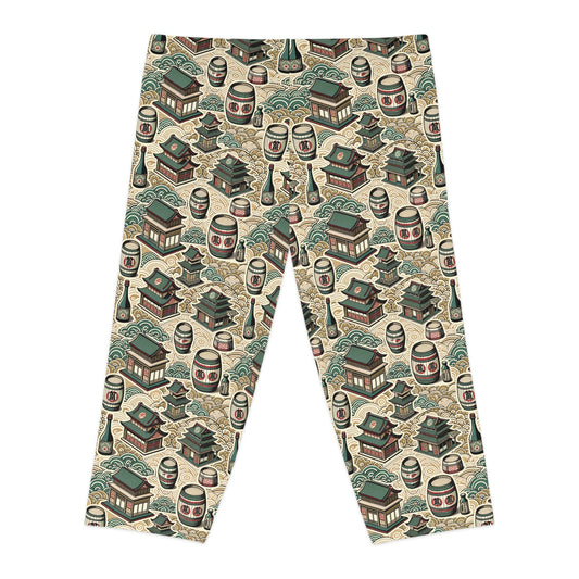 Cultural Artisanal Fusion Contemporary Cultural Elegance Women's Capri Leggings - 8404 Design-68