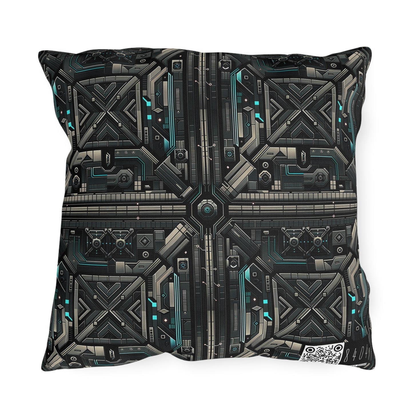 Tech Noir Futuristic Tech Aesthetic with a Dark Twist Outdoor Pillow - 8404 Design-59