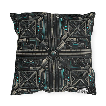 Tech Noir Futuristic Tech Aesthetic with a Dark Twist Outdoor Pillow - 8404 Design-59
