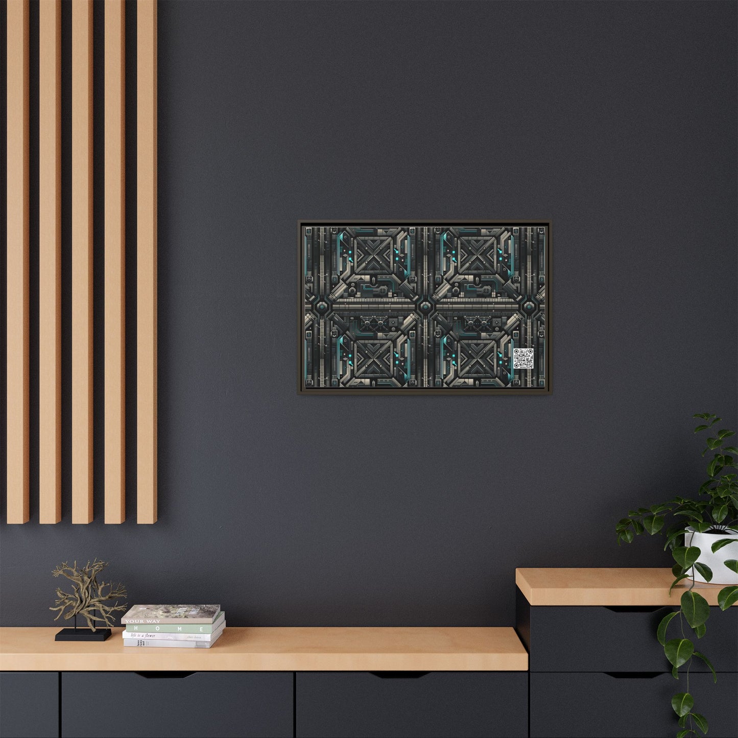 Tech Noir Futuristic Tech Aesthetic with a Dark Twist Matte Canvas, Framed (multi-color) - 8404 Design-59 A