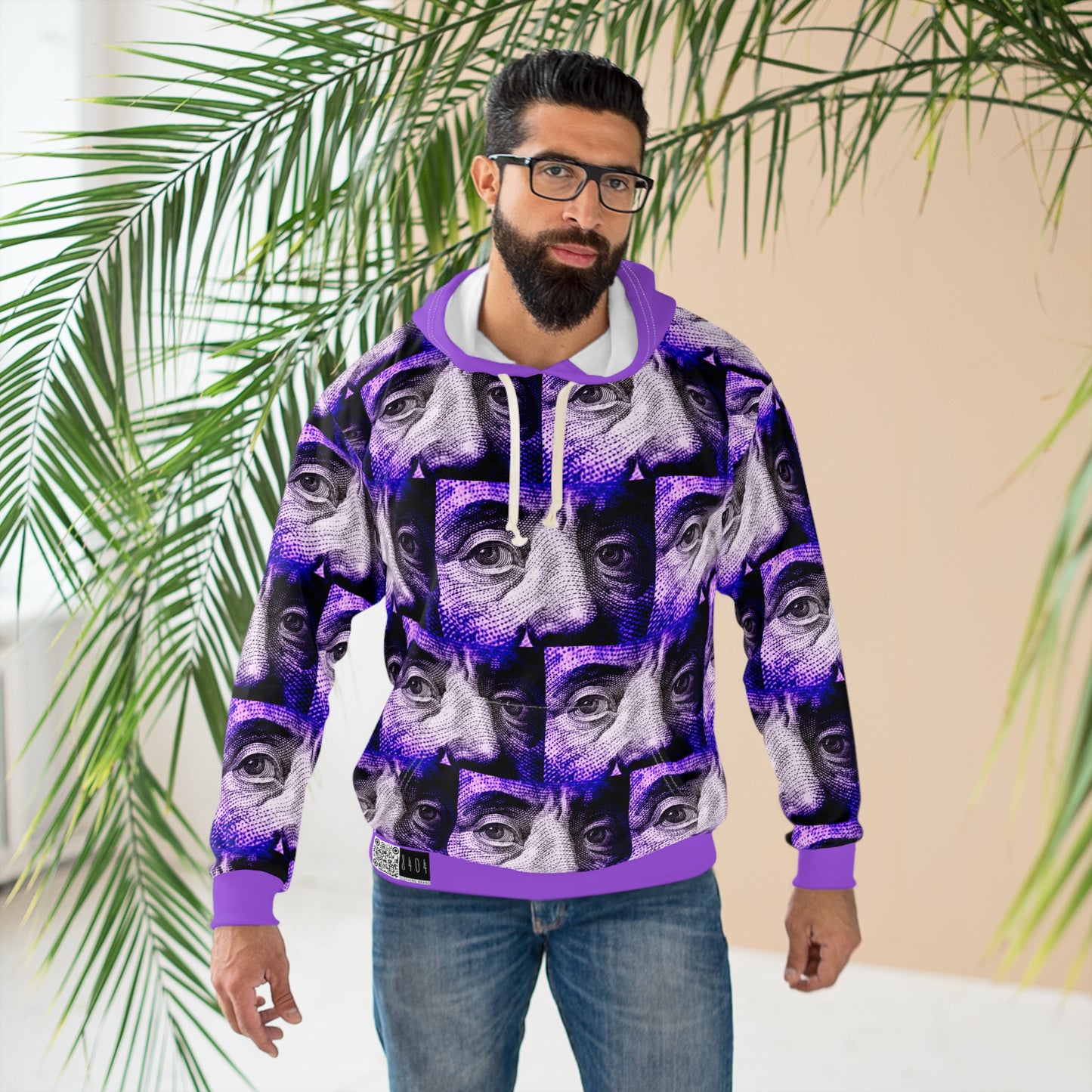 8404 Unisex Adult's "Benny" Fashion Pullover Hoodie in Violet