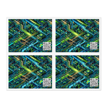 Tech-Infused Neon Tech-Forward Streetwear Sticker Sheets - 8404 Design-54