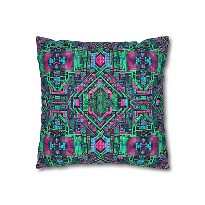 Digital Glitch Vibes Tech-Inspired Streetwear Spun Polyester Square Pillowcase - 8404 Design-71