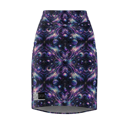 Galactic Hues Tech-Forward Cosmic Fusion Women's Pencil Skirt - 8404 Design-41