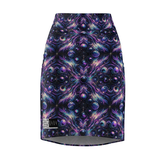 Galactic Hues Tech-Forward Cosmic Fusion Women's Pencil Skirt - 8404 Design-41