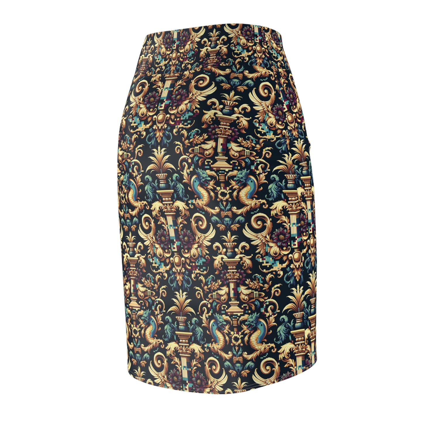 Digital Renaissance Modern Baroque Fusion Women's Pencil Skirt - 8404 Design-57