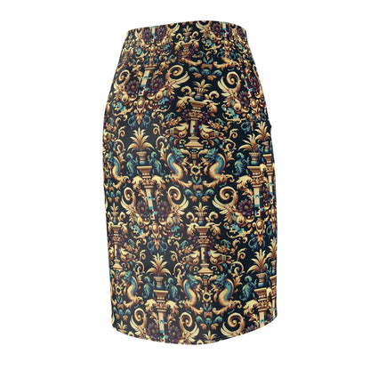 Digital Renaissance Modern Baroque Fusion Women's Pencil Skirt - 8404 Design-57