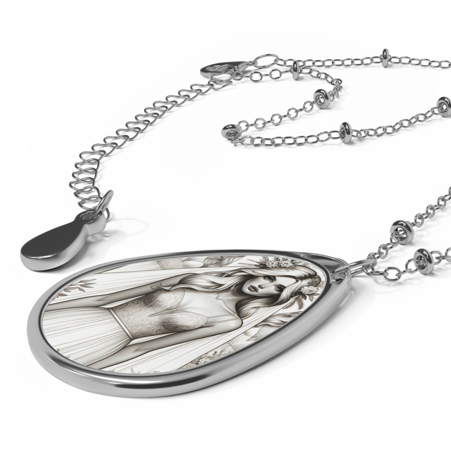 Chic Bridal Minimalism Modern Romantic Oval Necklace - 8404 Design-58