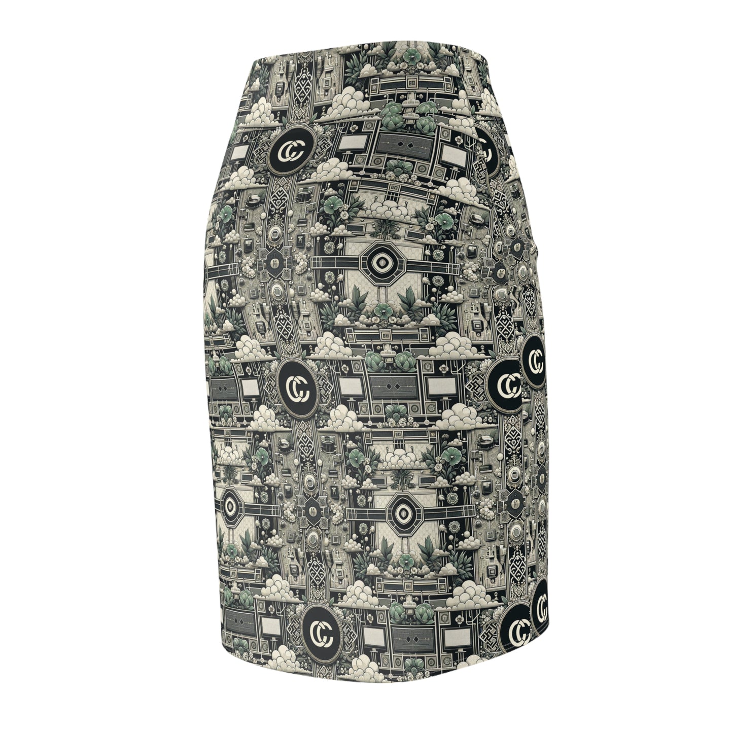 Cyber Garden Party Tech Garden Extravaganza Women's Pencil Skirt - 8404 Design-54
