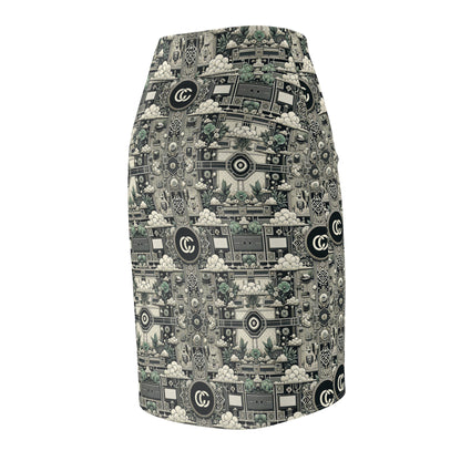 Cyber Garden Party Tech Garden Extravaganza Women's Pencil Skirt - 8404 Design-54