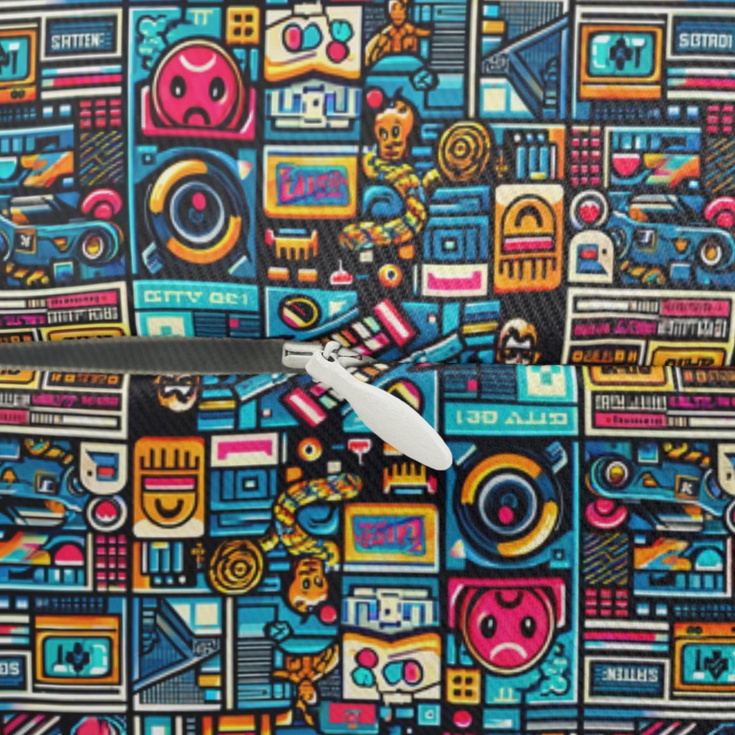 Digital Pop Culture Mashup Maximalist Pop Spun Polyester Lumbar Pillow - 8404 Design-47 S