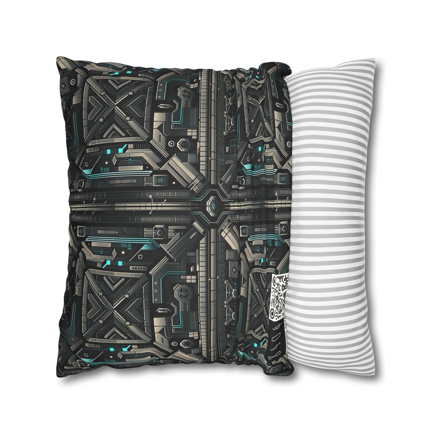 Tech Noir Futuristic Tech Aesthetic with a Dark Twist Faux Suede Square Pillowcase - 8404 Design-59