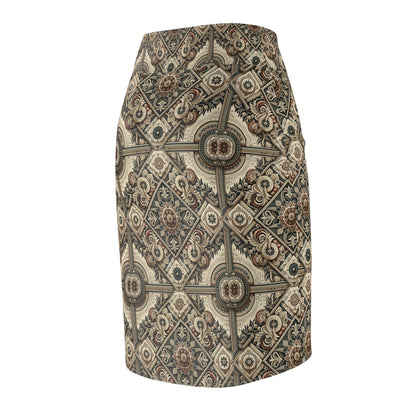 Graphic Workwear Capsule Artisanal Workwear Fusion Women's Pencil Skirt - 8404 Design-61