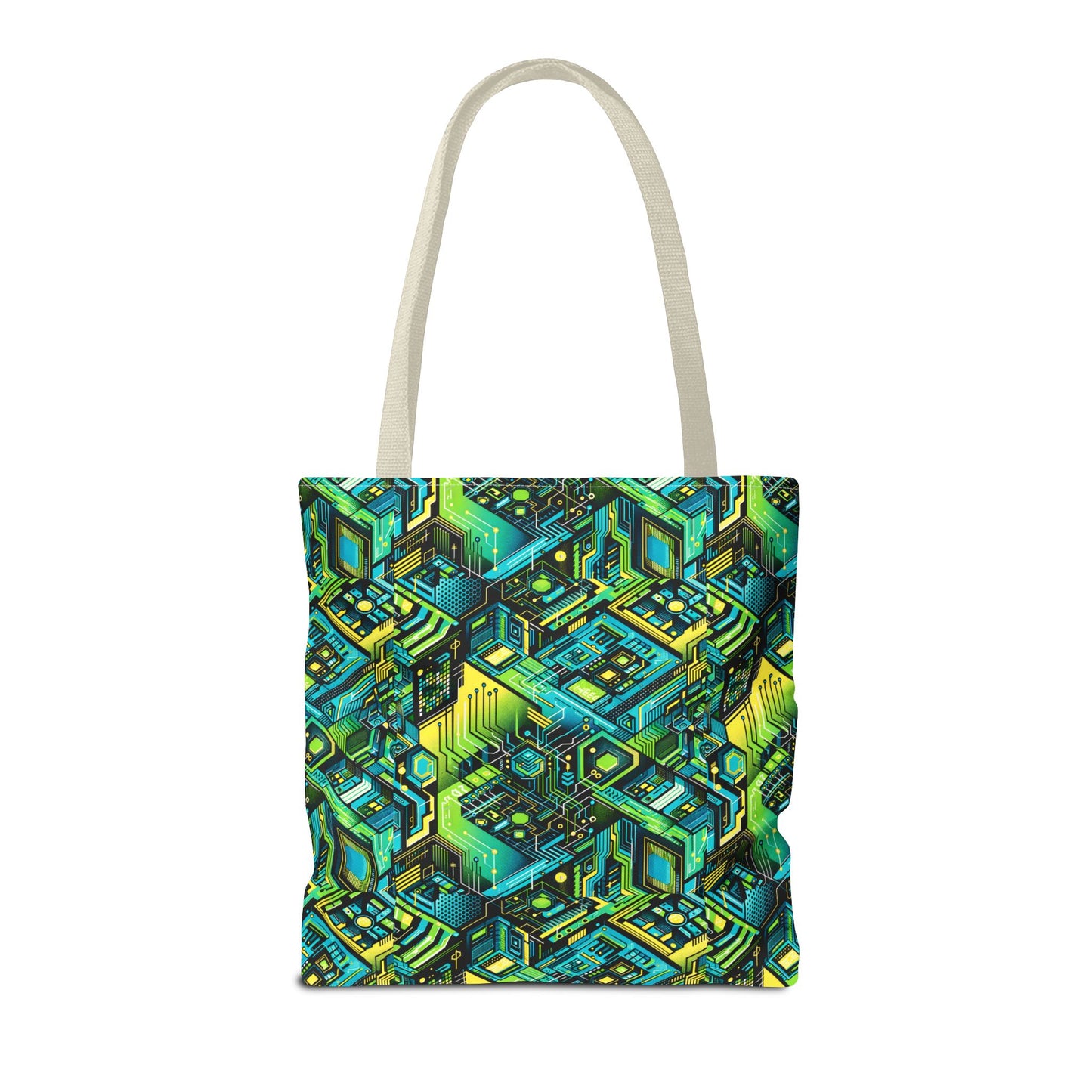 Tech-Infused Neon Tech-Forward Streetwear Tote Bag - 8404 Design-38