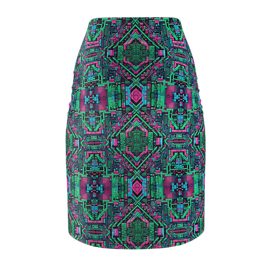 Digital Glitch Vibes Tech-Inspired Streetwear Women's Pencil Skirt - 8404 Design-71