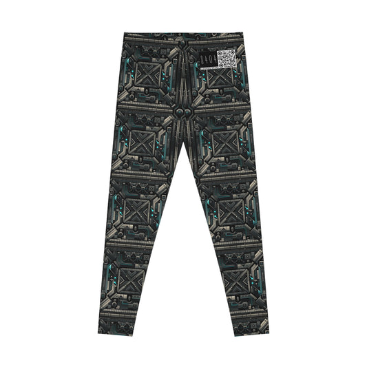 Tech Noir Futuristic Tech Aesthetic with a Dark Twist Stretch Leggings - 8404 Design-59