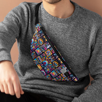 Digital Pop Culture Mashup Maximalist Pop Fanny Pack - 8404 Design-52