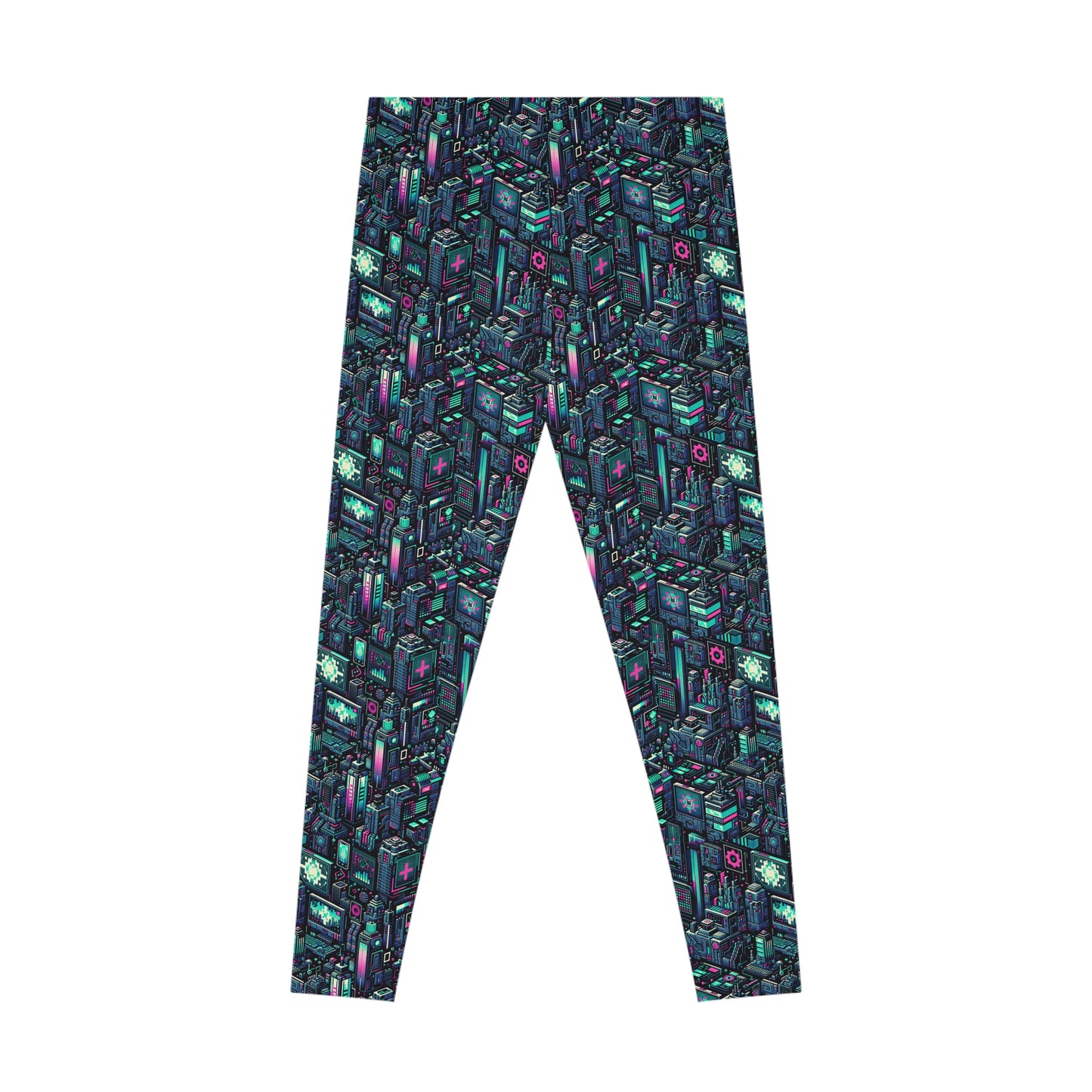 Digital Rebellion Tech-Inspired Streetwear Stretch Leggings - 8404 Design-58