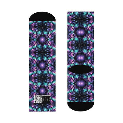 Iridescent Dream Futuristic Tech Cushioned Crew Socks - 8404 Design-60