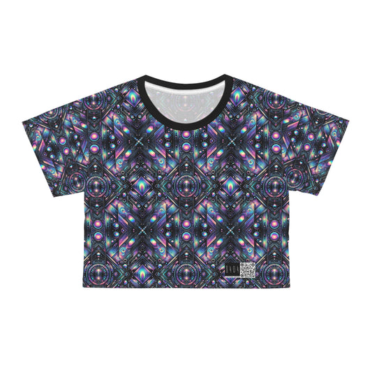 Galactic Hues Tech-Forward Cosmic Fusion Crop Tee - 8404 Design-58