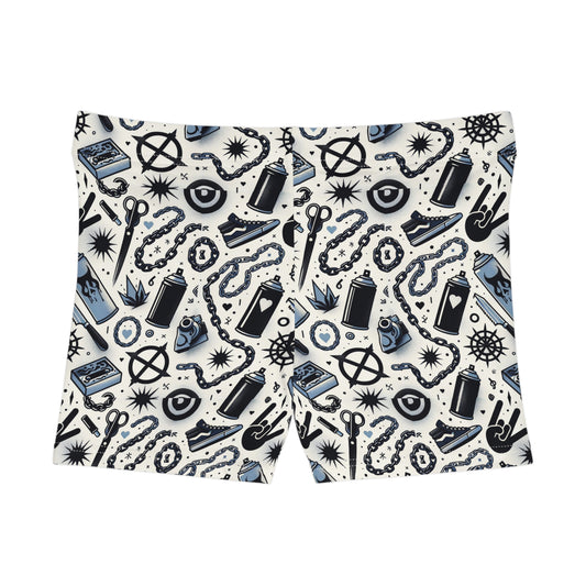 Cultural Rebellion Graphics Edgy and Rebellious With a Hint of Nostalgia Women's Shorts - 8404 Design-57