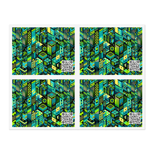 Tech-Infused Neon Tech-Forward Streetwear Sticker Sheets - 8404 Design-61