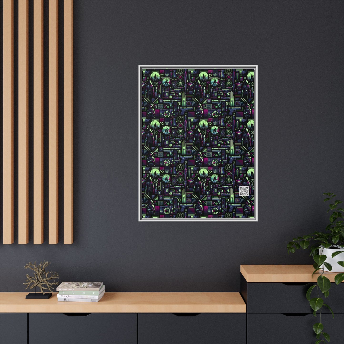 Tech Noir Futuristic Cyberpunk Matte Canvas, Framed (multi-Color) - 8404 Design-63 A