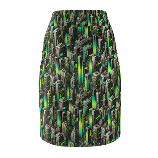 Digital Rebellion Tech-Forward Streetwear Women's Pencil Skirt - 8404 Design-63
