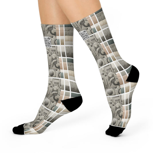 Tech Utility Chic Tech-Forward Minimalist Cushioned Crew Socks - 8404 Design-59
