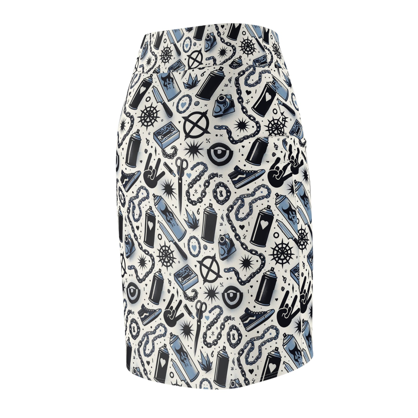 Cultural Rebellion Graphics Edgy and Rebellious With a Hint of Nostalgia Women's Pencil Skirt - 8404 Design-57
