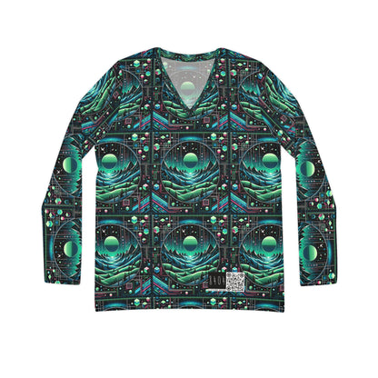 Digital Adventure Graphics Digital Explorer Women's Long Sleeve V-Neck Shirt - 8404 Design-59