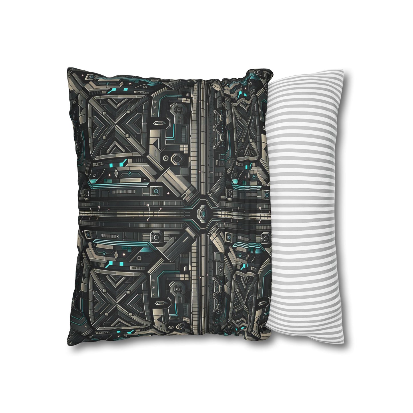 Tech Noir Futuristic Tech Aesthetic with a Dark Twist Faux Suede Square Pillowcase - 8404 Design-59