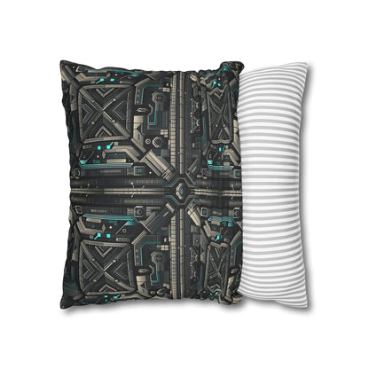 Tech Noir Futuristic Tech Aesthetic with a Dark Twist Faux Suede Square Pillowcase - 8404 Design-59