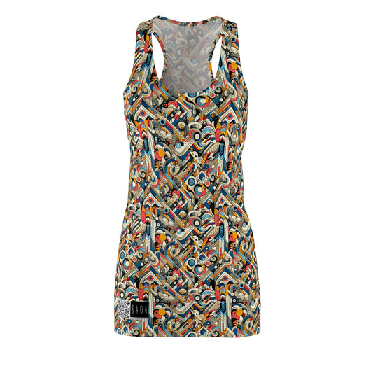 Abstract Graphic Art Modern Artistic Expression Women's Cut & Sew Racerback Dress - 8404 Design-62