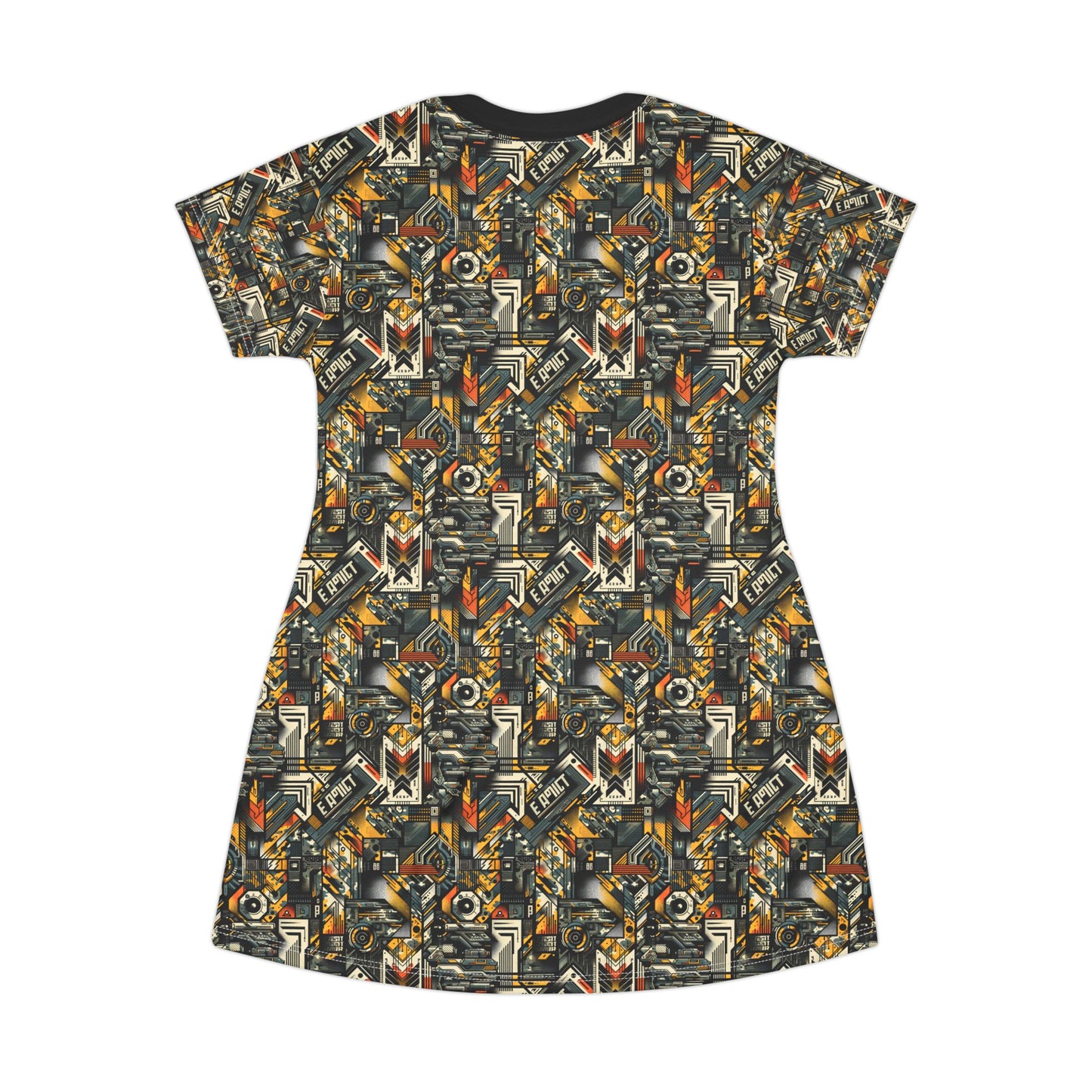 Digital Punk Futuristic Grunge T-Shirt Dress - 8404 Design-49