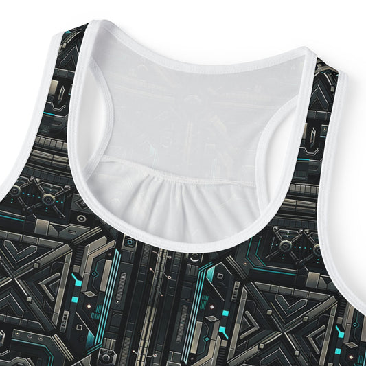 Tech Noir Futuristic Tech Aesthetic with a Dark Twist Women's Tank Top - 8404 Design-59