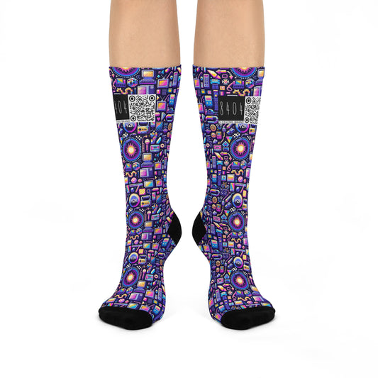 Digital Nostalgia Modern Retro Fusion Cushioned Crew Socks - 8404 Design-64