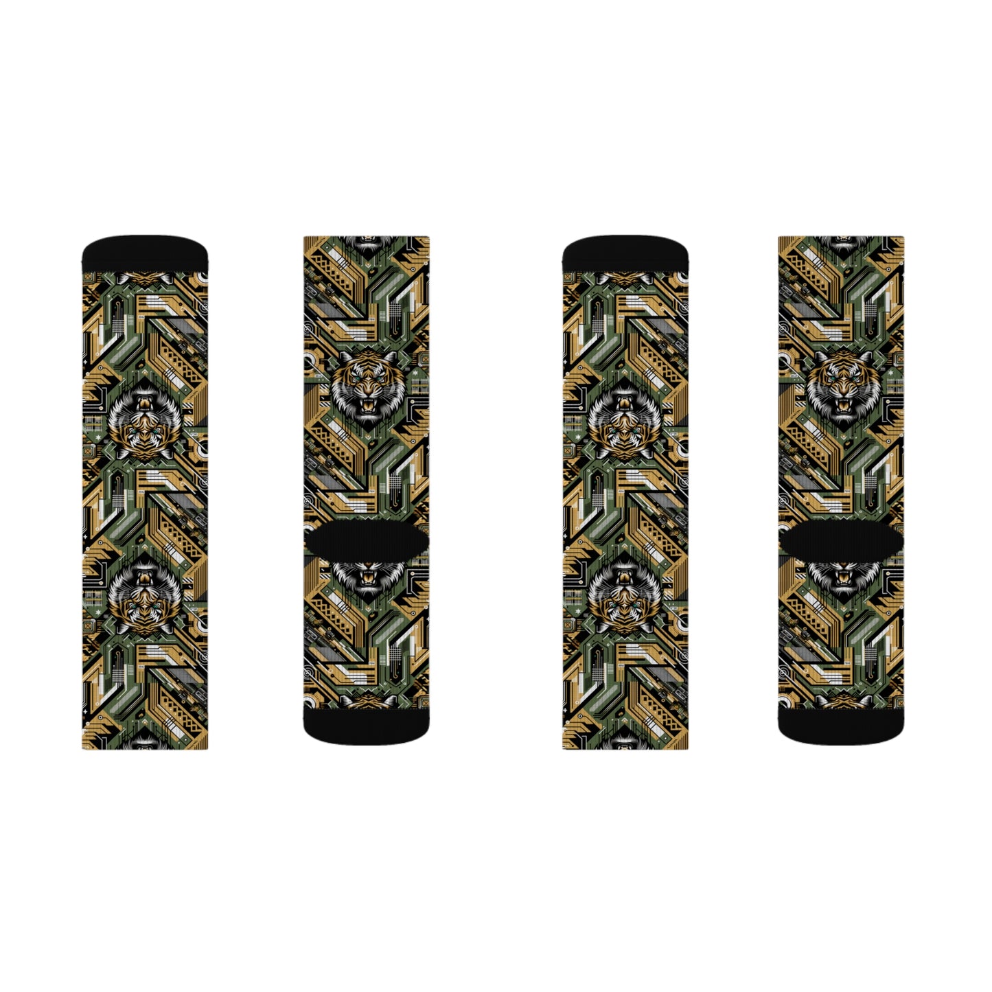 Neo-Camo Fusion Tech-Forward Streetwear Sublimation Socks - 8404 Design-58