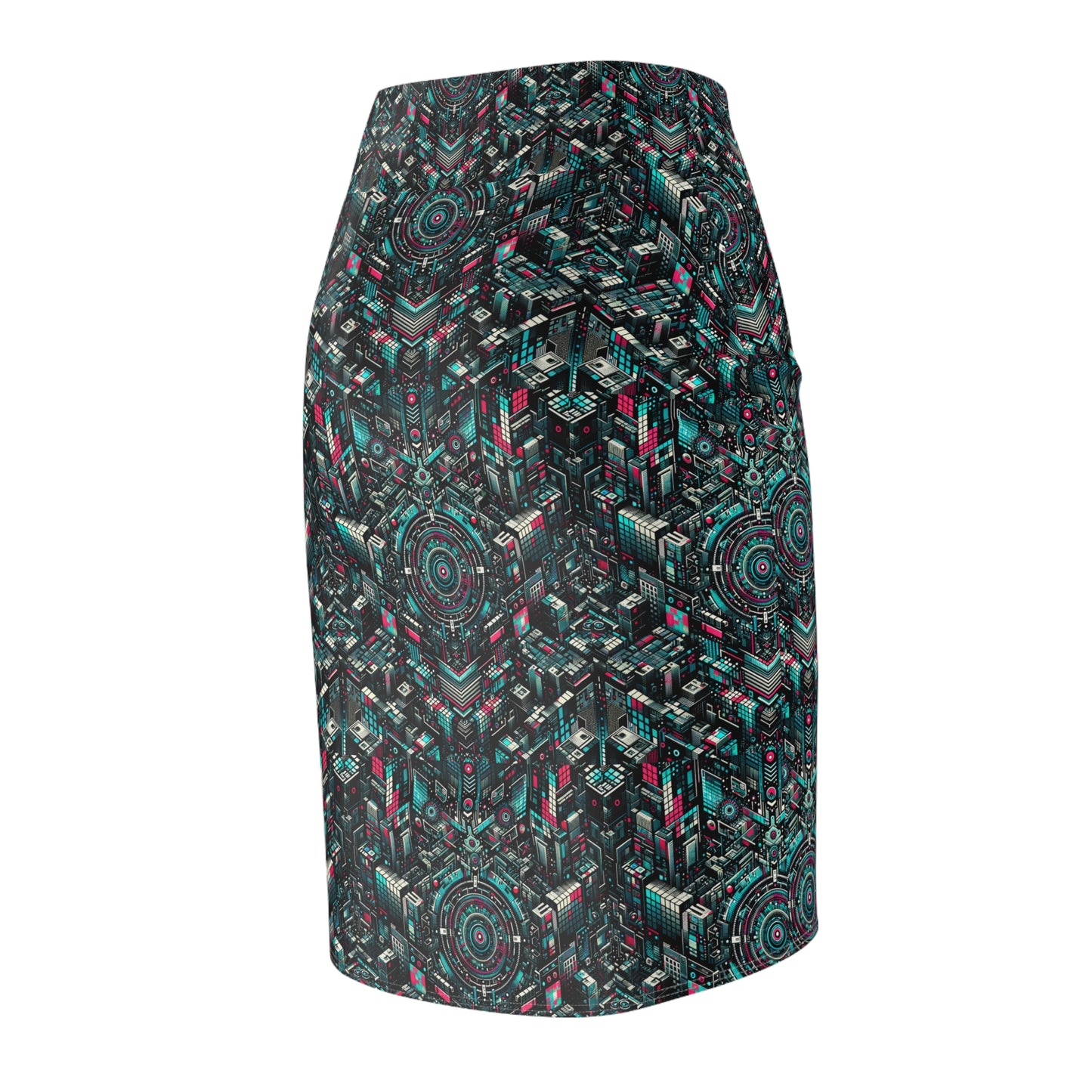 Digital Rebellion Tech-Inspired Streetwear Women's Pencil Skirt - 8404 Design-54