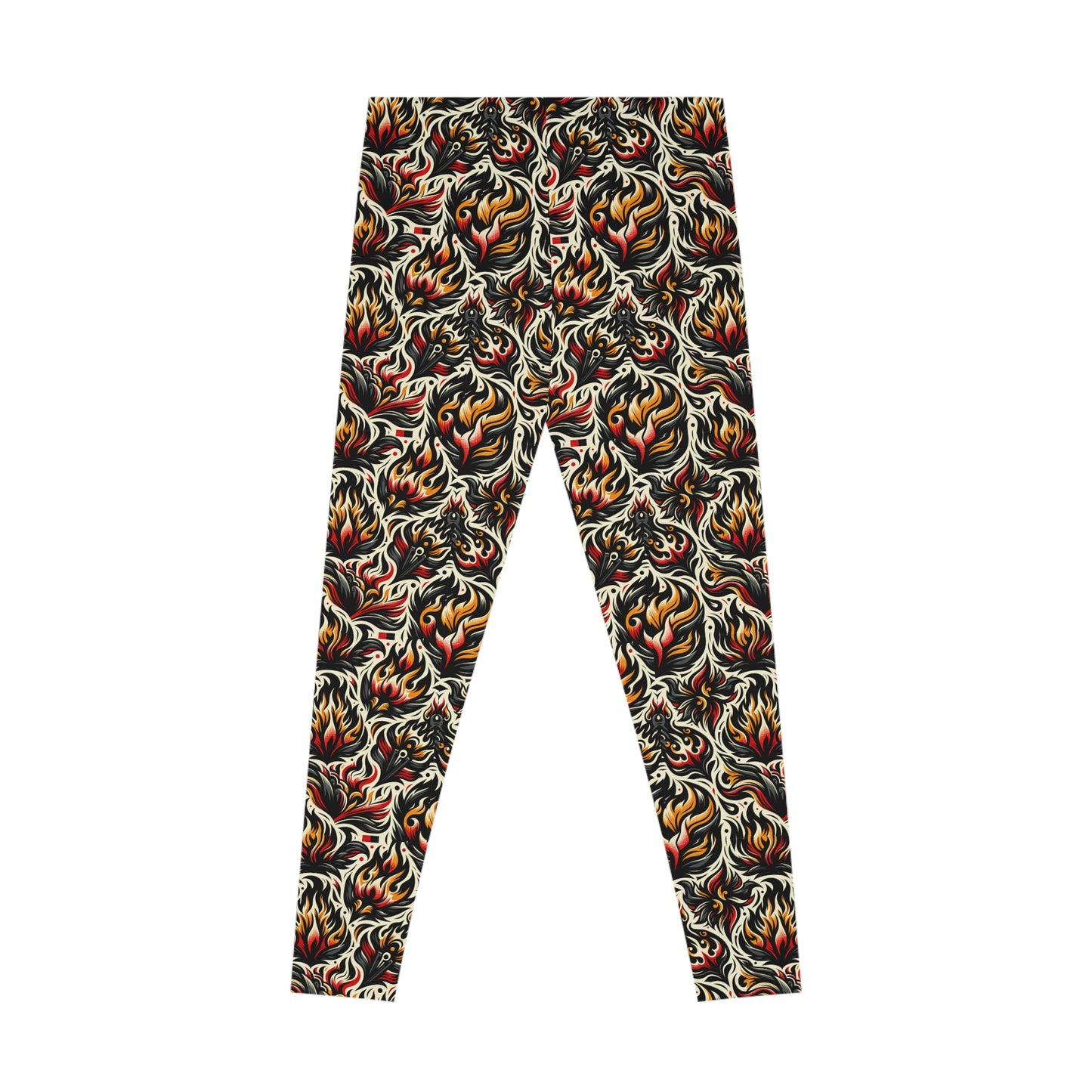 Fire & Flames Bold Streetwear Statement Stretch Leggings - 8404 Design-57