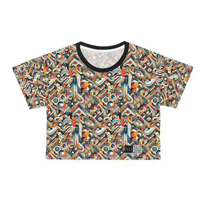Abstract Graphic Art Modern Artistic Expression Crop Tee - 8404 Design-62