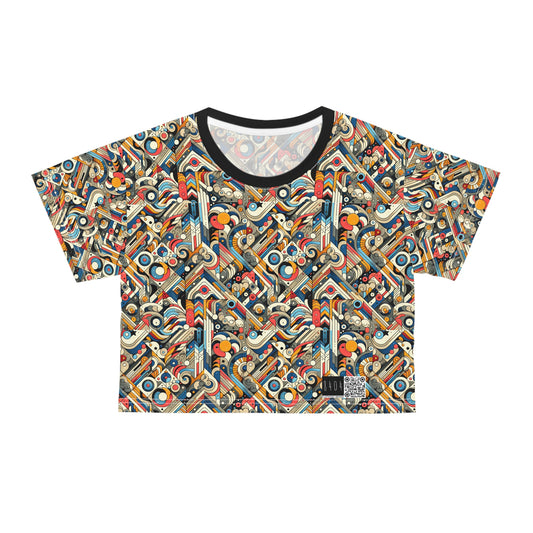 Abstract Graphic Art Modern Artistic Expression Crop Tee - 8404 Design-62