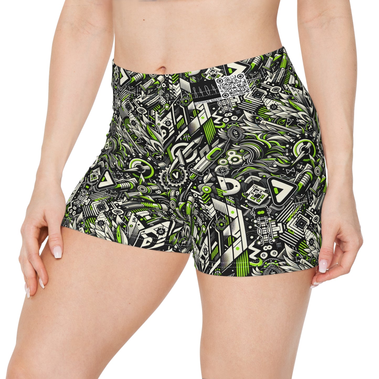 Graffiti Tech Fusion Bold Streetwear Fusion Women's Shorts - 8404 Design-59