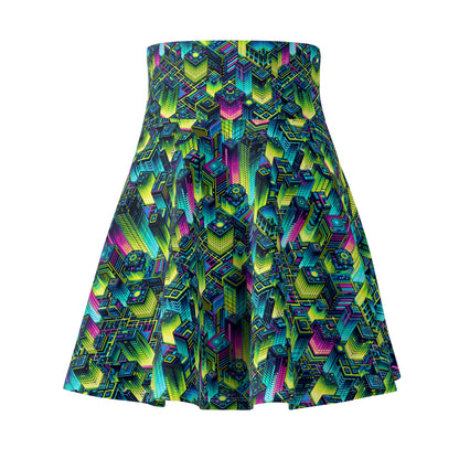 Tech-Infused Neon Tech-Forward Streetwear Women's Skater Skirt - 8404 Design-65