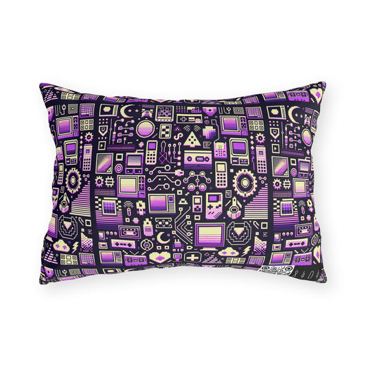 Digital Nostalgia Remix Modern Vintage Fusion Outdoor Pillow - 8404 Design-54