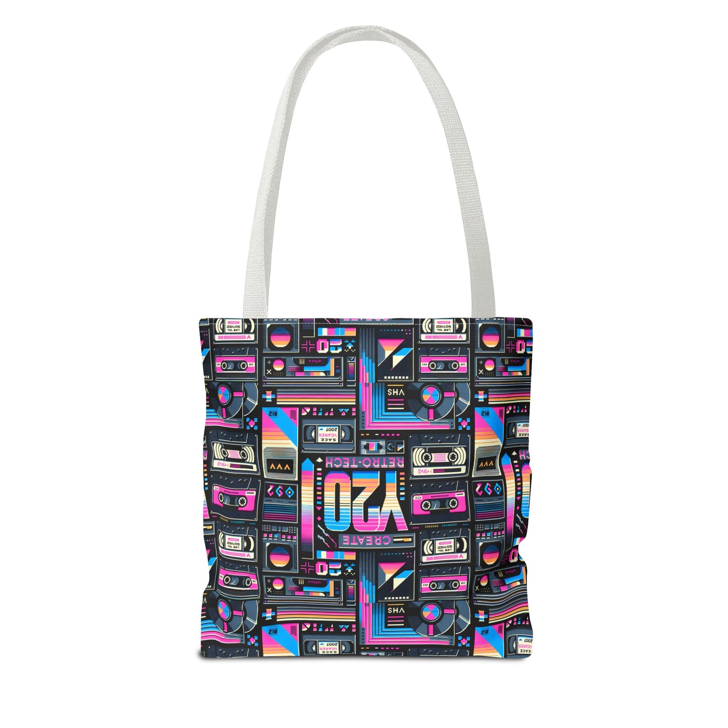 Digital Nostalgia Tech-Inspired Retro Fusion Tote Bag - 8404 Design-65